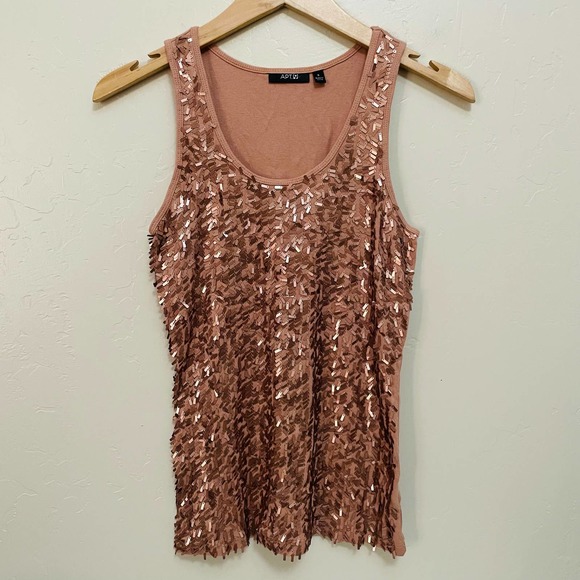Apt. 9 Tops - Apt. 9 Rose Gold Sequin Party Stretch Tank
